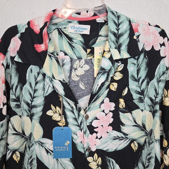 Caribbean Silk Men's Hawaiian Print Button Down XL NWT - Picture 2 of 11